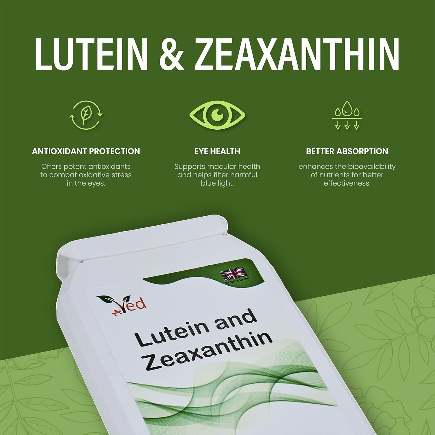 Ved Lutein 40mg with Zeaxanthin 2mg, 90 Capsule(3 Months Supply)