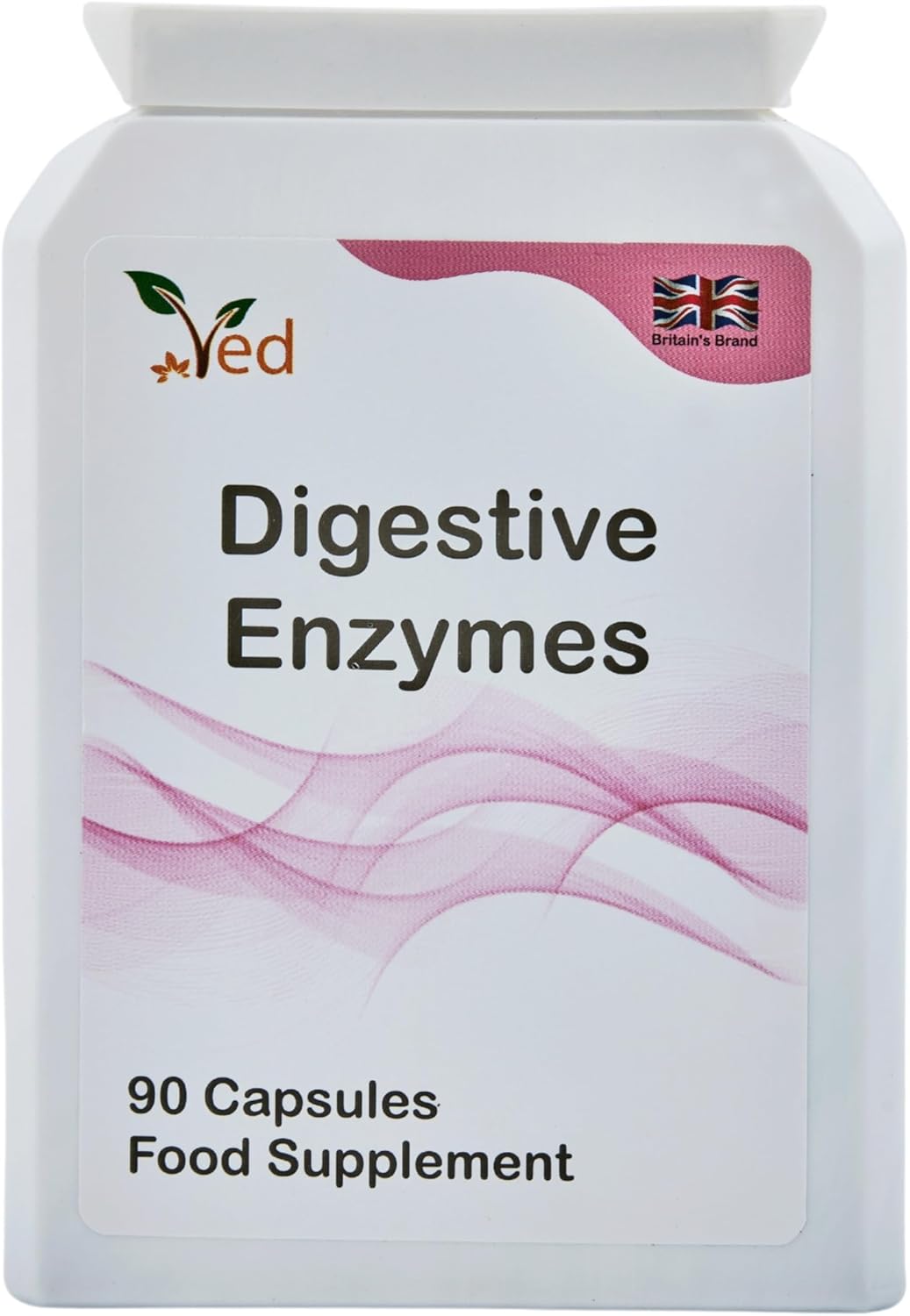 Ved Digestive Enzymes, Comprehensive Food Intolerance Complex, Targets Multiple Intolerances Including Gluten, Lactose & Casein, 90 Capsules(45 Days Supply)