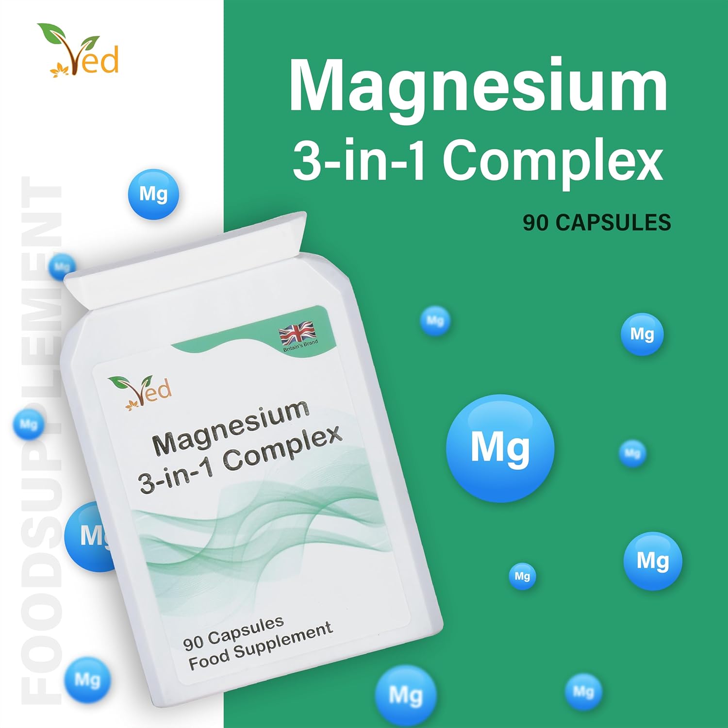 Ved Magnesium 3-in-1 Complex, 90 Capsules(45 Days Supply)