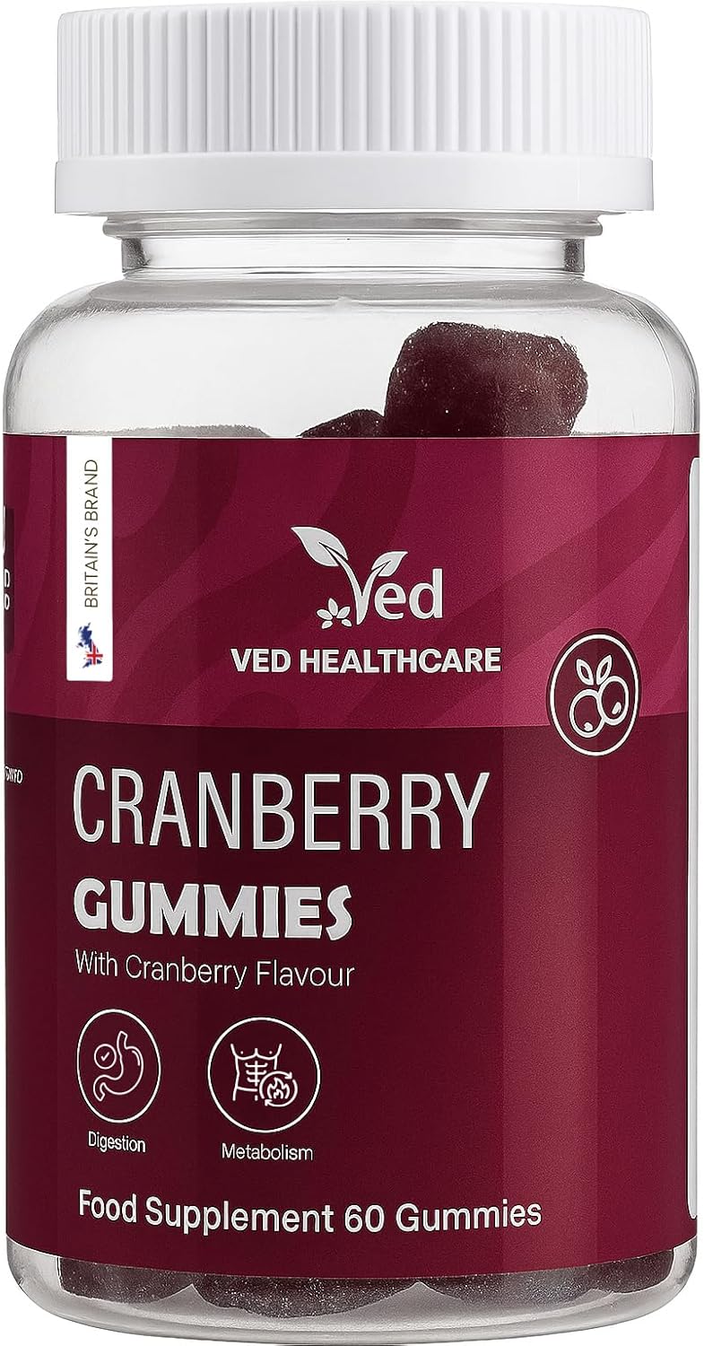 VED Cranberry Gummies – 60 Vegan Gummies, High-Strength Cranberry Extract, Natural Flavor – Urinary Tract & Bladder Health Support – Non-GMO, Gluten-Free, Vegetarian, 1 Month Supply