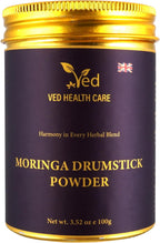 Ved Organic Moringa Powder, Organic Pure Moringa Stick Rich in Essential Vitamins & Minerals, Perfect for Cooking, Smoothies, Lattes & Moringa Tea, 100g