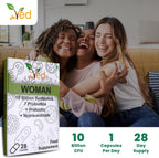 Ved Woman Complex Probiotics and Prebiotics Complex - 10 Billion CFU - 20 Live Bacterial Cultures - 28 Probiotic Complex Capsules for Children - Lactobacillus crispatus, Silicon dioxide.(Peck of 2)