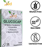 Ved Glucocap Complex Probiotics and Prebiotics Complex - 10 Billion CFU - 20 Live Bacterial Cultures - 28 Probiotic Complex Capsules for Children - Lactobacillus Plantarum, Bacillus coagulans.(Peck of 2)