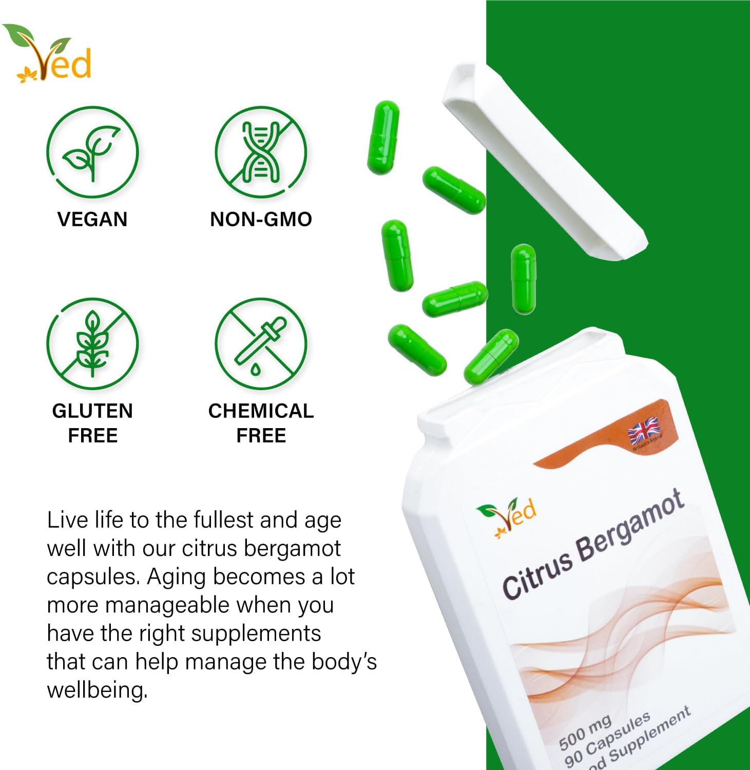 Ved Citrus Bergamot, 500mg, 90 Capsules(3 Months Supply)