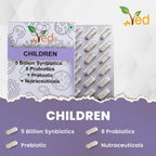 Ved Children Complex Probiotics and Prebiotics Complex - 5 Billion CFU - 20 Live Bacterial Cultures - 28 Probiotic Complex Capsules for Children - Lactobacillus helveticus, silicon dioxide(Peck of 2)