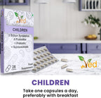 Ved Children Complex Probiotics and Prebiotics Complex - 5 Billion CFU - 20 Live Bacterial Cultures - 28 Probiotic Complex Capsules for Children - Lactobacillus helveticus, silicon dioxide(Peck of 2)