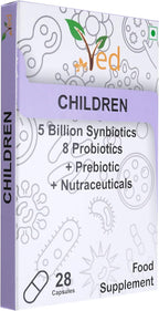 Ved Children Complex Probiotics and Prebiotics Complex - 5 Billion CFU - 20 Live Bacterial Cultures - 28 Probiotic Complex Capsules for Children - Lactobacillus helveticus, silicon dioxide(Peck of 2)