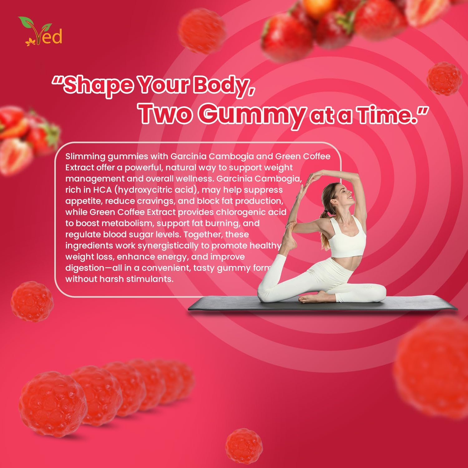 Ved Garcinia Cambogia Gummies, Weight loss Supplement for Maximum Results & Aid for Slimming, Suitable for Men and Women- 60 Chews 30 Days’ Supply.