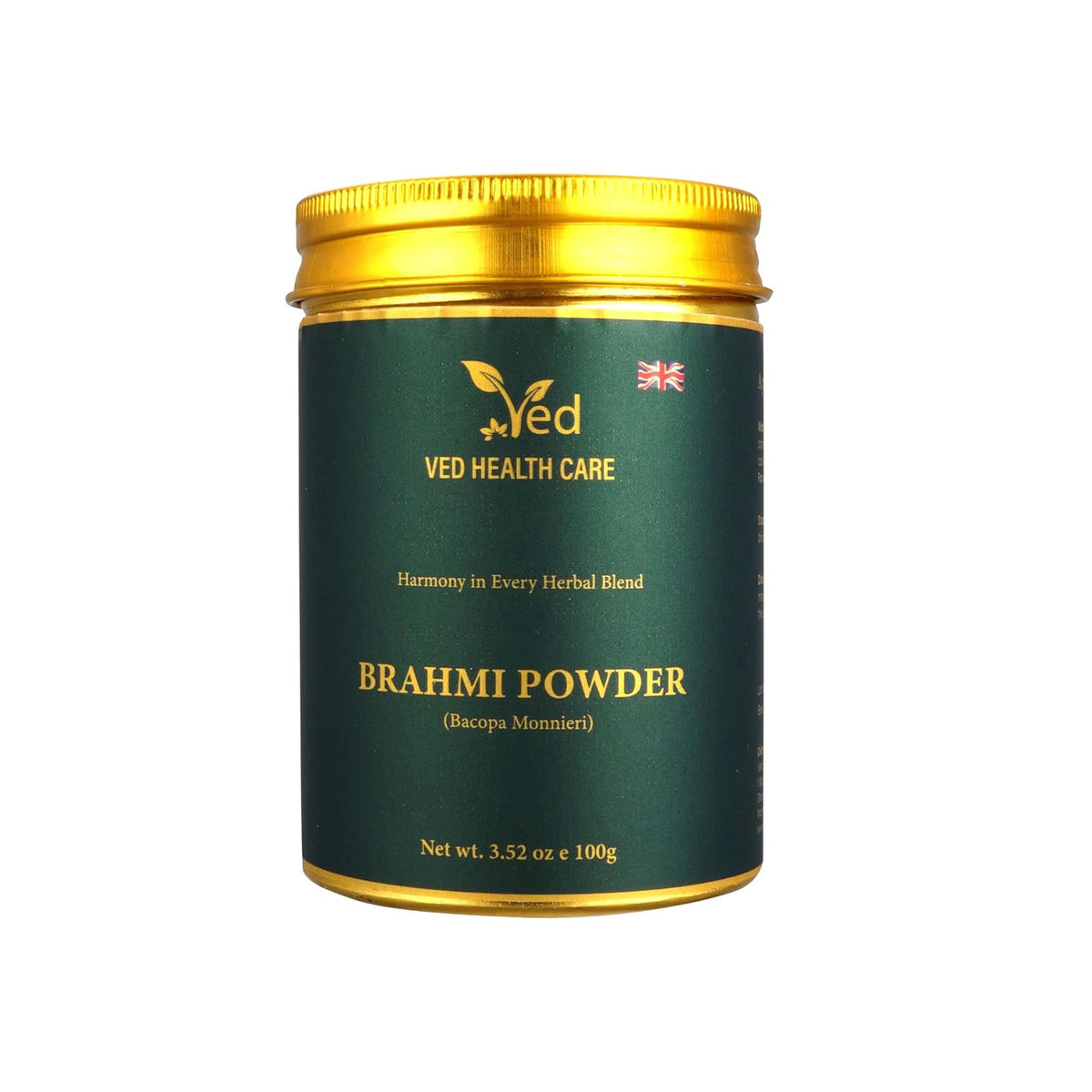 Ved Organic Brahmi Powder, Pure & Natural, Ayurvedic Hair Growth Hair Mask, Thinning Hair, Reduce Hair Fall, Breakage, Split Ends, Strengthen Hair,100g