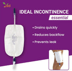 Ved Urine Fabric Leg Bag, T Tap or Lever Tap with Soft Fabric Backing and a Natural Leg-Shape Design, 500ml (Pack of 10).