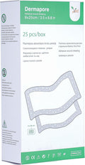 VED Dermapore Adhesive Wound Dressing- Suitable for cuts and grazes, Diabetic Leg ulcers, venous Leg ulcers, Small Pressure sores- Medium, 9 x 25 cm (Pack of 25).