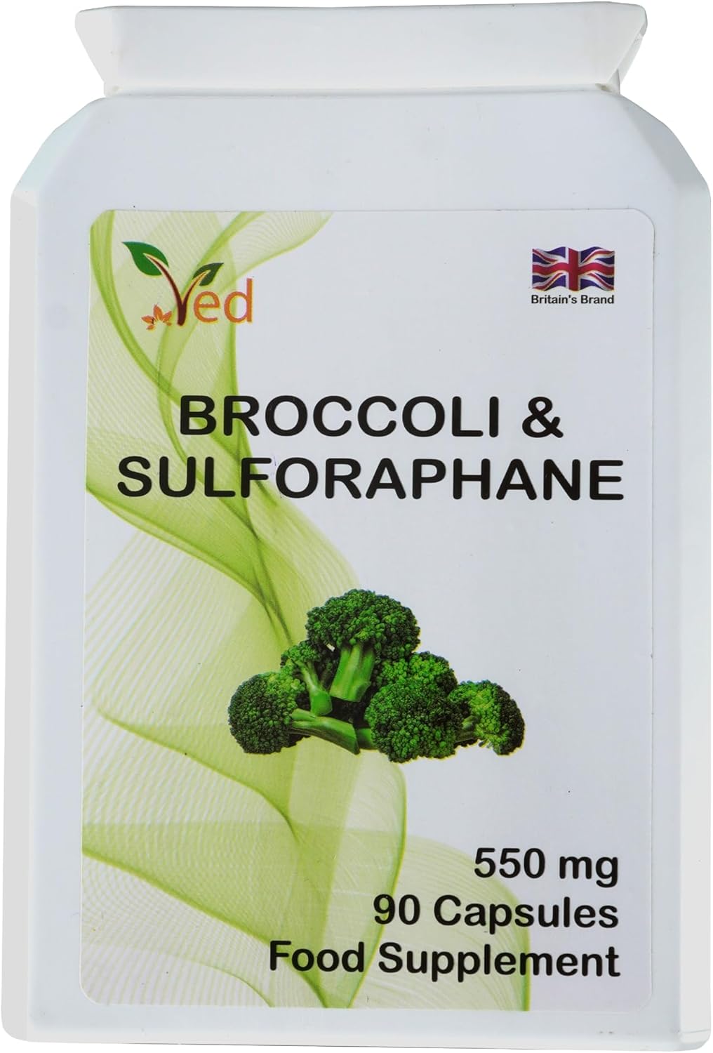 Ved Broccoli Sulforaphane, Broccoli Powder Rich in Vitamins and Minerals, 550 mg 90 Capsules (45 Days supplys)