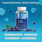 Vegan Probiotic Gummies with Prebiotics, Blueberry Flavour, 2 Gummies Daily (90 Count), 45 Days Supply, Non-GMO, Gluten Free, Vegetarian &amp; Gut Health...