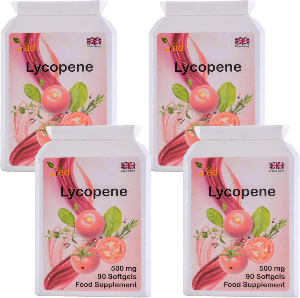 Ved Lycopene Supplement 500 mg, 360 softgels (Pack of 4), 12 Months Supply