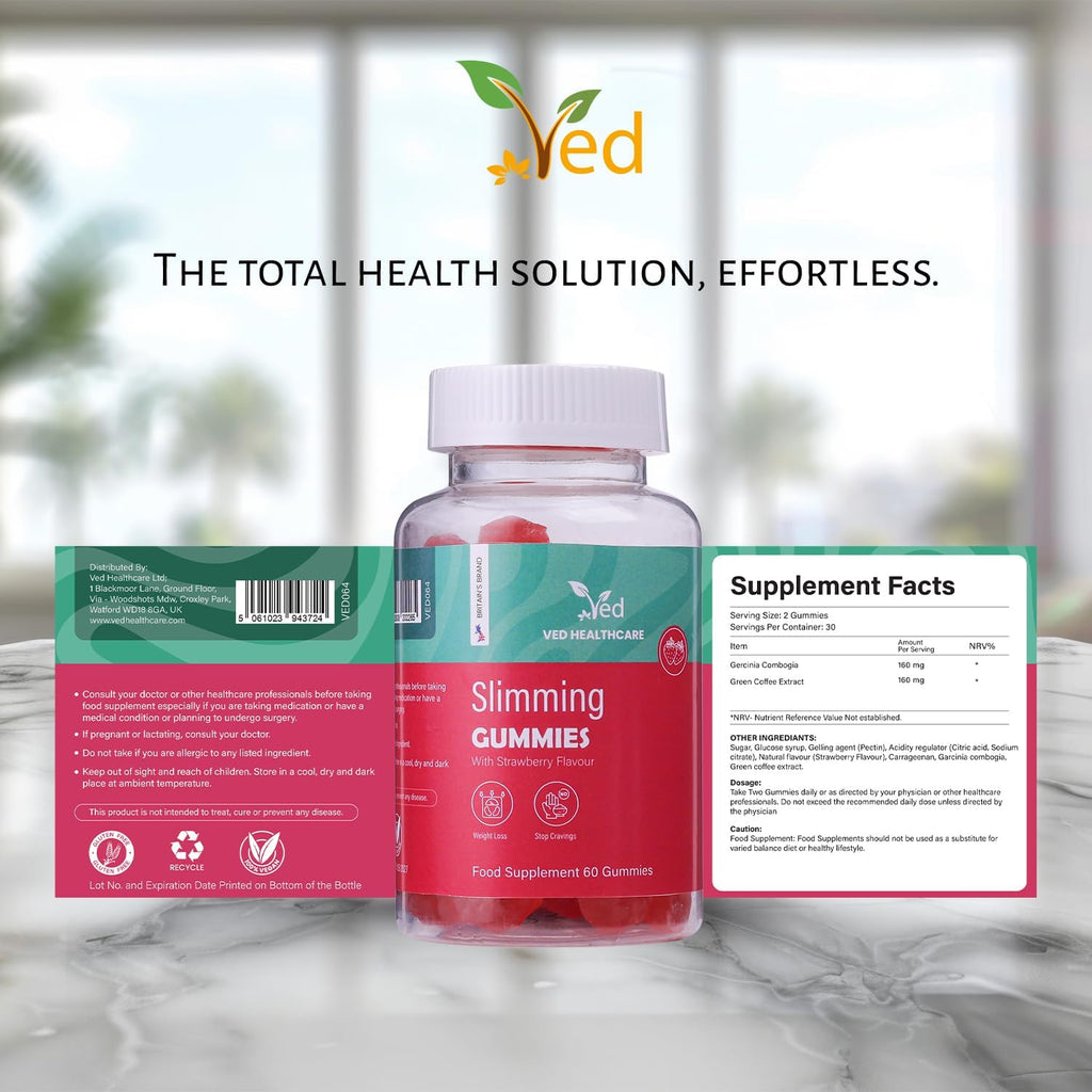 Ved Garcinia Cambogia Gummies, Weight loss Supplement for Maximum Results & Aid for Slimming, Suitable for Men and Women- 60 Chews 30 Days’ Supply.