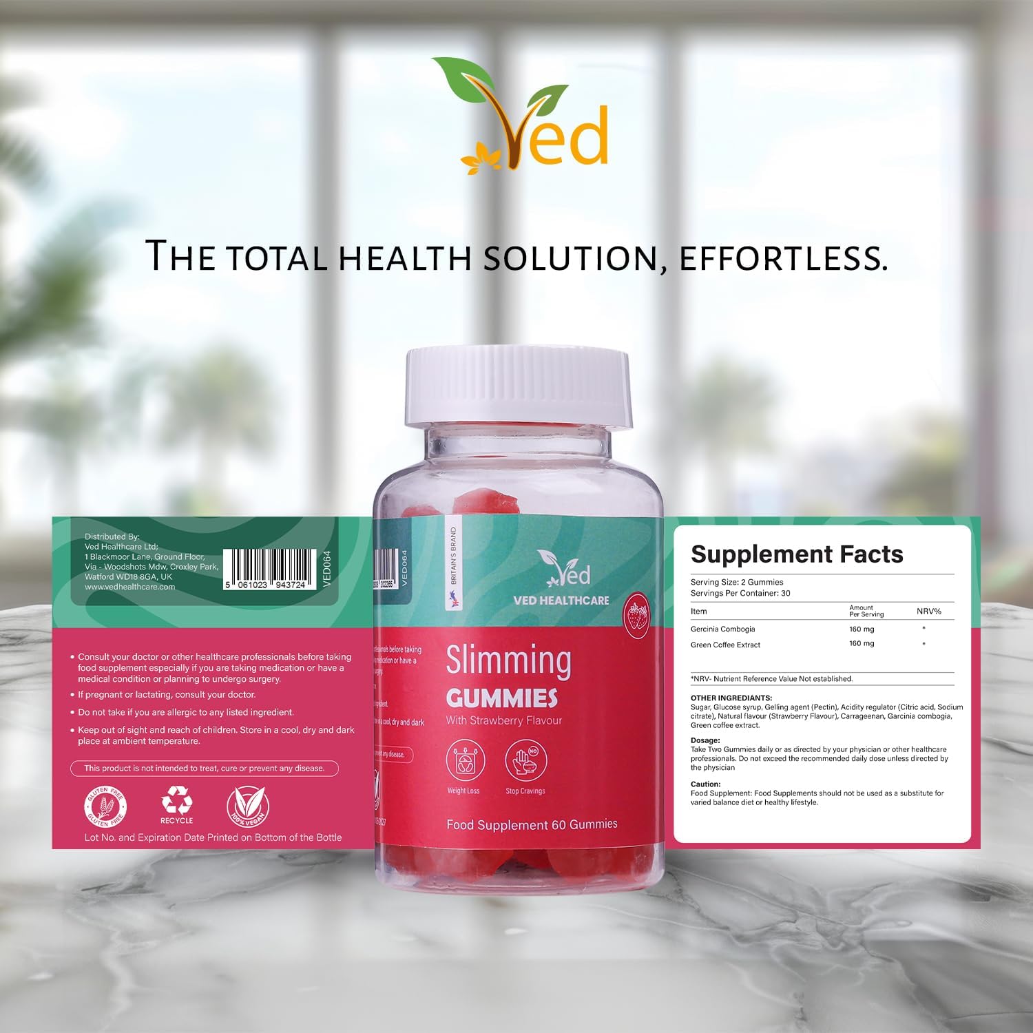 Ved Garcinia Cambogia Gummies, Weight loss Supplement for Maximum Results & Aid for Slimming, Suitable for Men and Women- 60 Chews 30 Days’ Supply.