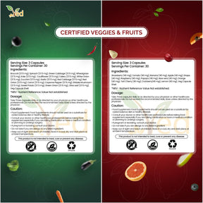 Ved Balance of Fruits and Veggies Supplements, Fresh Formula with Vitamins and Minerals from Fruits and Vegetables, (90 Vegan Capsules (Pack of 2))