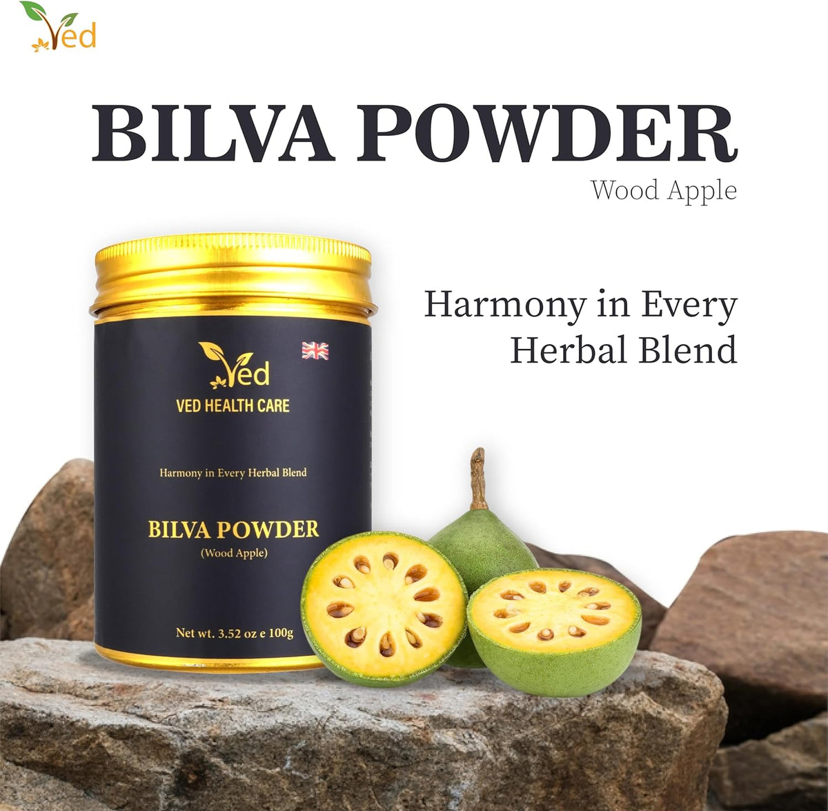 Ved Bilva Fruit Powder, Aegle Marmelos Correa,100% Pure, Clean and Natural,100g (35 Days Supply)