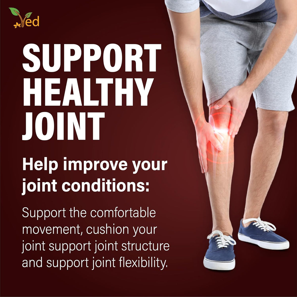 Ved Joint Support Supplement Gummies for Adults, Men and Women, Chewable Joint Support Gummy,173 mg per Serving, 60 Gummies(60 Days Supply)