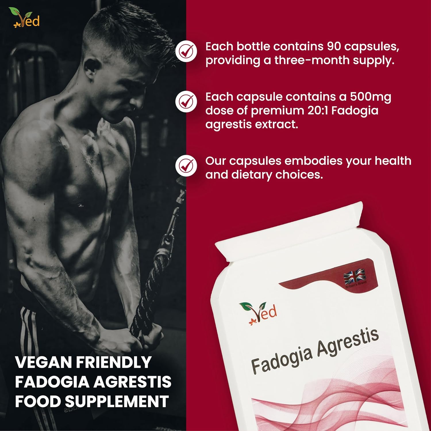 Ved Fadogia Agrestis, 90 Capsules (3 Months Supply)