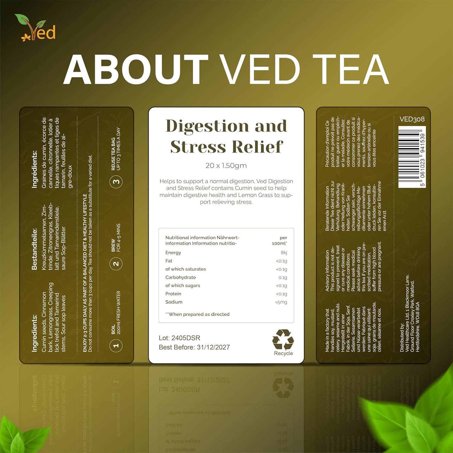 Ved Tea bag 20 Tea Bags (Digestion And Stress Relief Tea)