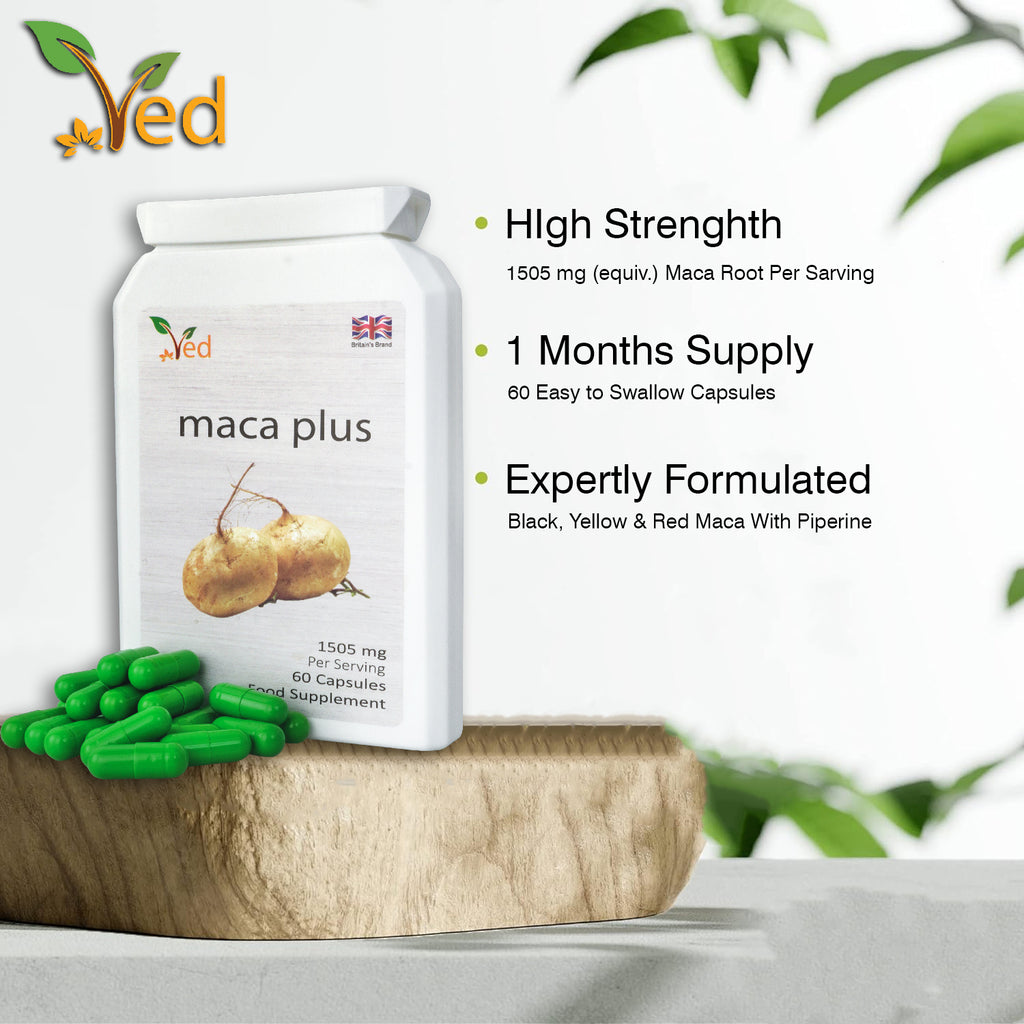 Ved Organic Maca Root Black 60 capsules (30 Days Supply).