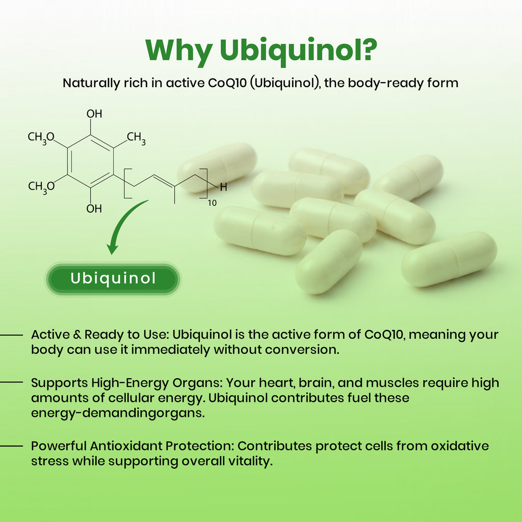 VED Ubiquinol 150 mg, Active Form CoQ10 Supplement, High Absorption & Enhanced Bioavailability, Antioxidant & Cellular Energy Support, Vegan, Non-GMO, 120 Capsules