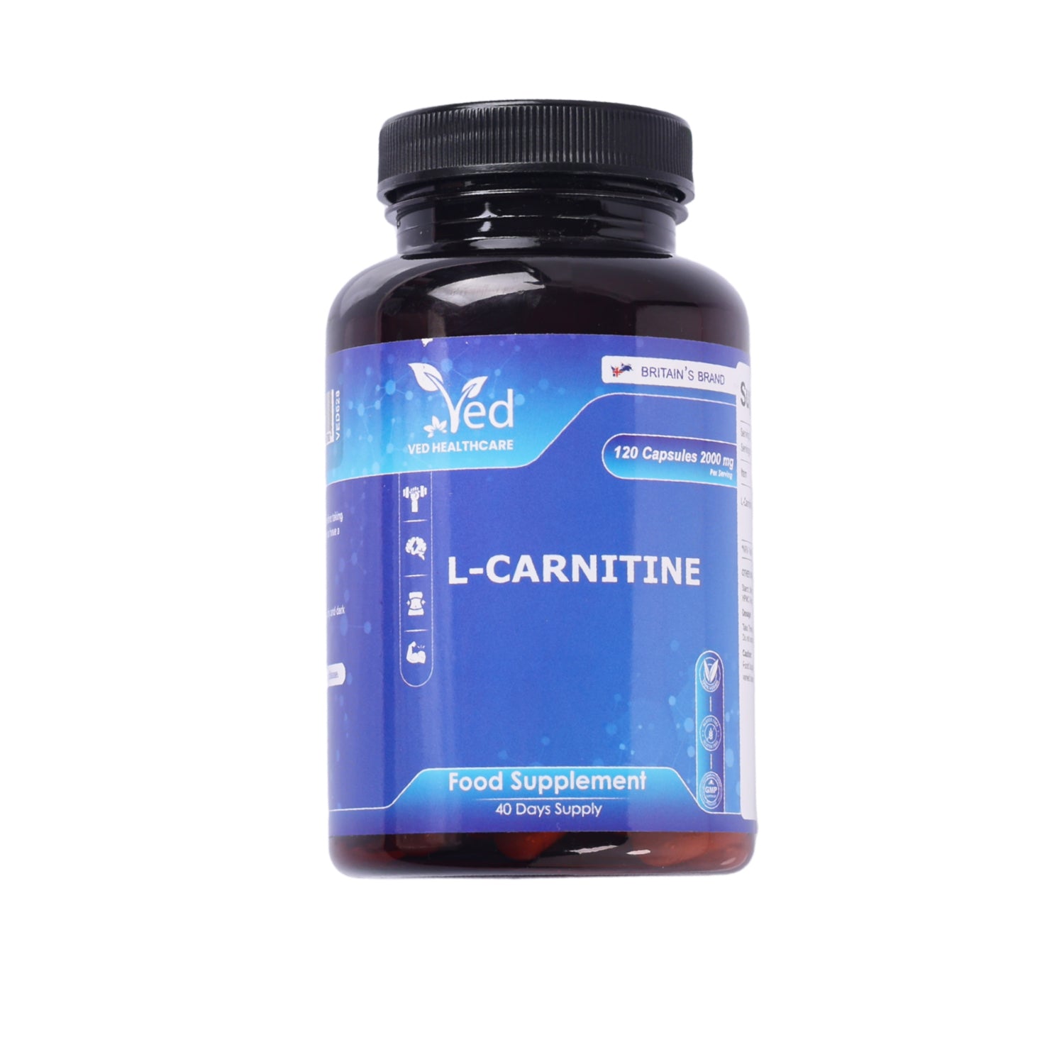 L -Carnitine Supplement 120 Vegan Capsules – Pure L-Carnitine Powder Pre-Workout for Men & Women – Vegan, Gluten Free, GMO Free.