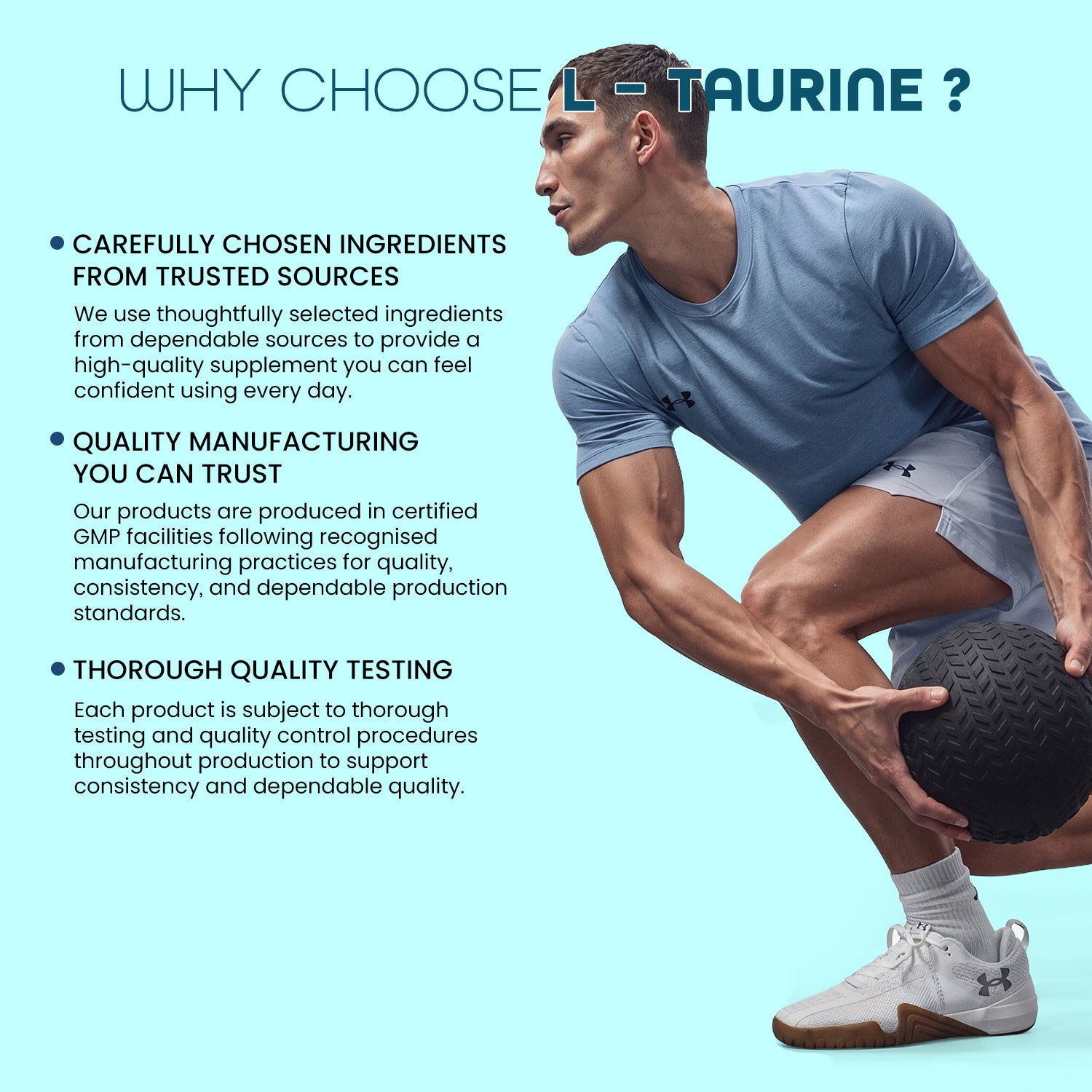 L-Taurine 1000mg Capsules - 180 Capsules - 3 Months’ Supply - Amino Acid Taurine Supplement - Easy to Take - Vegan, Gluten Free, GMO Free- for Men & Women.