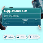 L-Taurine 1000mg Capsules - 180 Capsules - 3 Months’ Supply - Amino Acid Taurine Supplement - Easy to Take - Vegan, Gluten Free, GMO Free- for Men & Women.