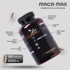 Maca Root Capsules 5550mg (High Strength) – 180 Vegan Black & Yellow Maca Capsules - 6 Month Supply – GMP Certified – with L-Arginine, Panax Ginseng, Black Pepper & Zinc
