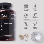 Maca Root Capsules 5550mg (High Strength) – 180 Vegan Black & Yellow Maca Capsules - 6 Month Supply – GMP Certified – with L-Arginine, Panax Ginseng, Black Pepper & Zinc