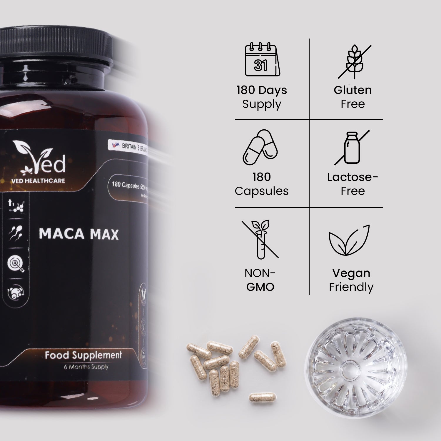 Maca Root Capsules 5550mg (High Strength) – 180 Vegan Black & Yellow Maca Capsules - 6 Month Supply – GMP Certified – with L-Arginine, Panax Ginseng, Black Pepper & Zinc