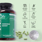 Moringa Capsules 1650mg per Serving - 180 Vegan Capsules - Natural Moringa Leaf Powder Capsules - GMP Certified - Non-GMO, Gluten Free & No Additives - 2 Month Supply