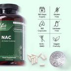N-Acetyl-Cysteine (NAC) 600mg – 180 Vegan Capsules – One Capsule Daily – 6 Month Supply – Gluten Free Nutritional Supplement.
