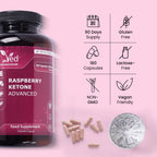 Raspberry Ketone Advanced 4280mg – 180 Vegan Capsules – with Apple Cider Vinegar, Green Tea, Caffeine & Vitamin C – 3 Months Supply.