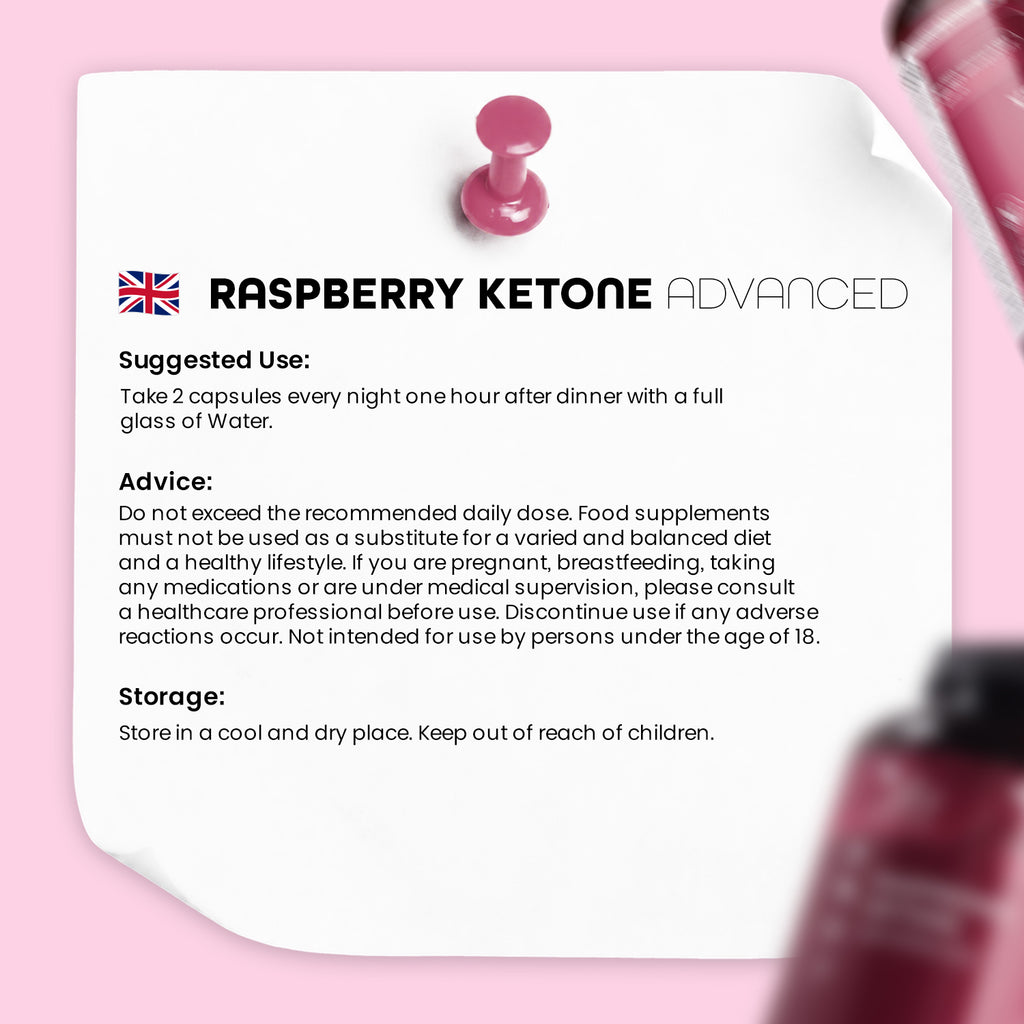 Raspberry Ketone Advanced 4280mg – 180 Vegan Capsules – with Apple Cider Vinegar, Green Tea, Caffeine & Vitamin C – 3 Months Supply.