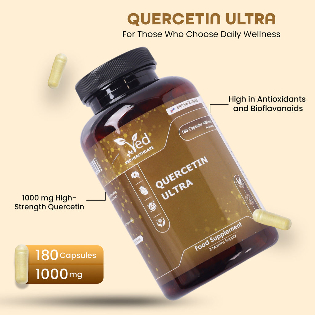 Quercetin 1000mg Supplement – 180 High Strength Vegan Capsules – 90 Day Supply – Non-GMO, Gluten Free Antioxidant Supplement.