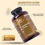 Quercetin 1000mg Supplement – 180 High Strength Vegan Capsules – 90 Day Supply – Non-GMO, Gluten Free Antioxidant Supplement.
