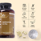 Quercetin 1000mg Supplement – 180 High Strength Vegan Capsules – 90 Day Supply – Non-GMO, Gluten Free Antioxidant Supplement.