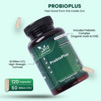 Probiotic Complex 60 Billion CFU – 120 Capsules – 20 Live Cultures – with Inulin & FOS Prebiotics – 2 Month Supply for Women & Men.