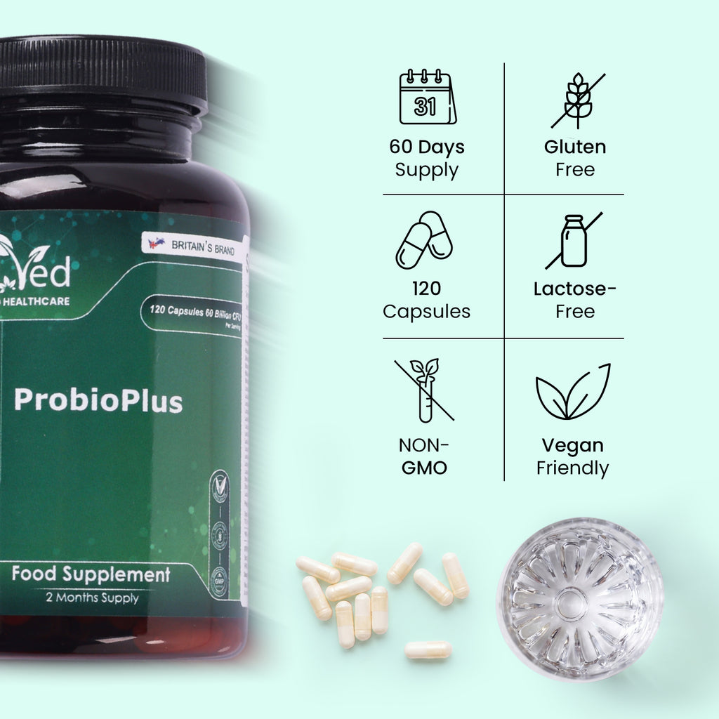 Probiotic Complex 60 Billion CFU – 120 Capsules – 20 Live Cultures – with Inulin & FOS Prebiotics – 2 Month Supply for Women & Men.