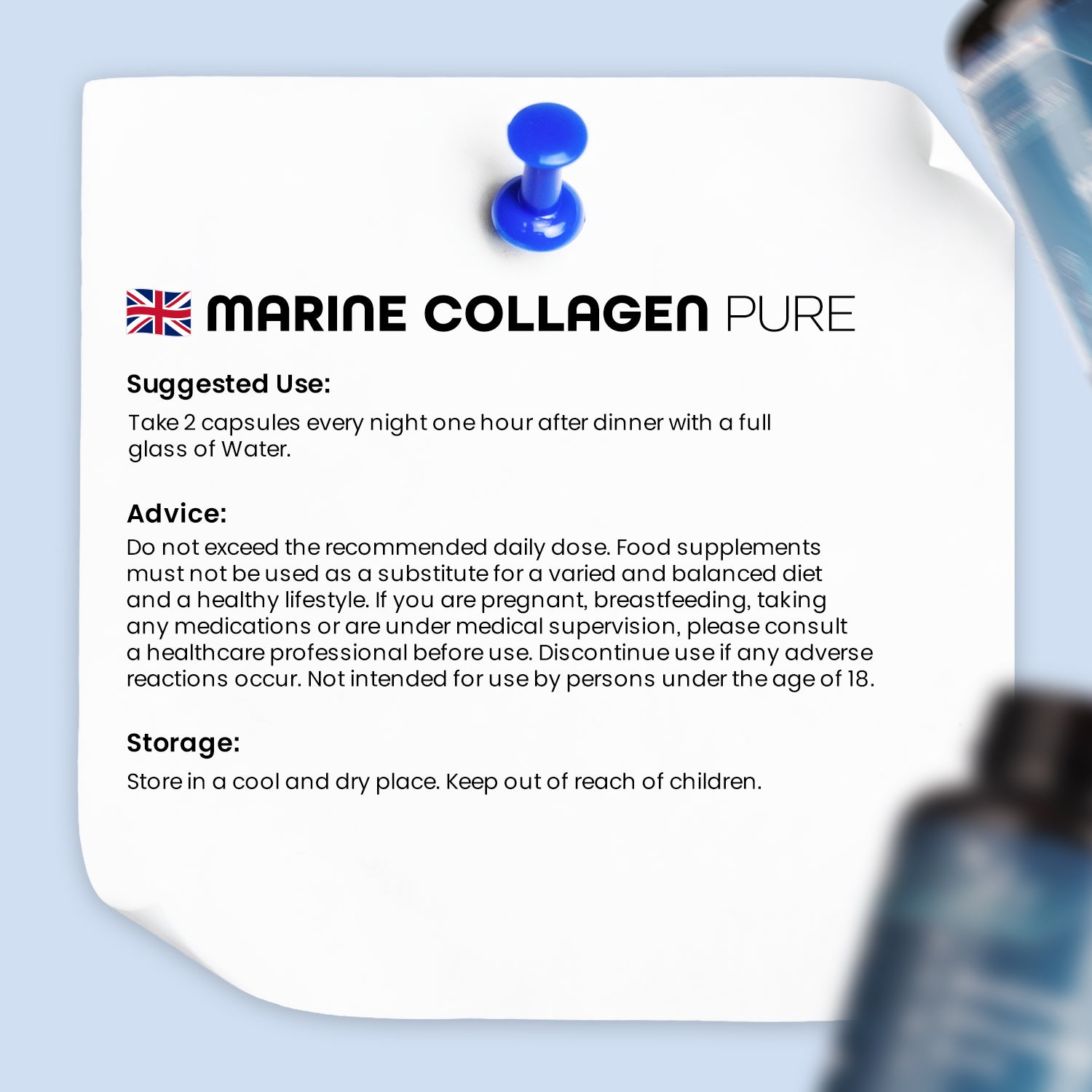 Pure Marine Collagen Peptides - Type 1 & 3 Hydrolysed Fish Collagen Supplement - Highly Bioavailable Formula - Men & Women - 60 Day Supply