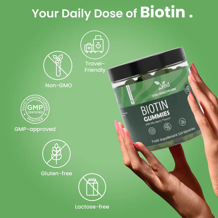 VED Biotin Gummies 5000mcg, 120 Vegan Gummies.