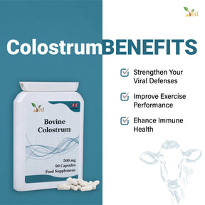 Bovine Colostrum Supplement | Support Immune System And Muscle Growth | 500 Mg X 90 Capsules