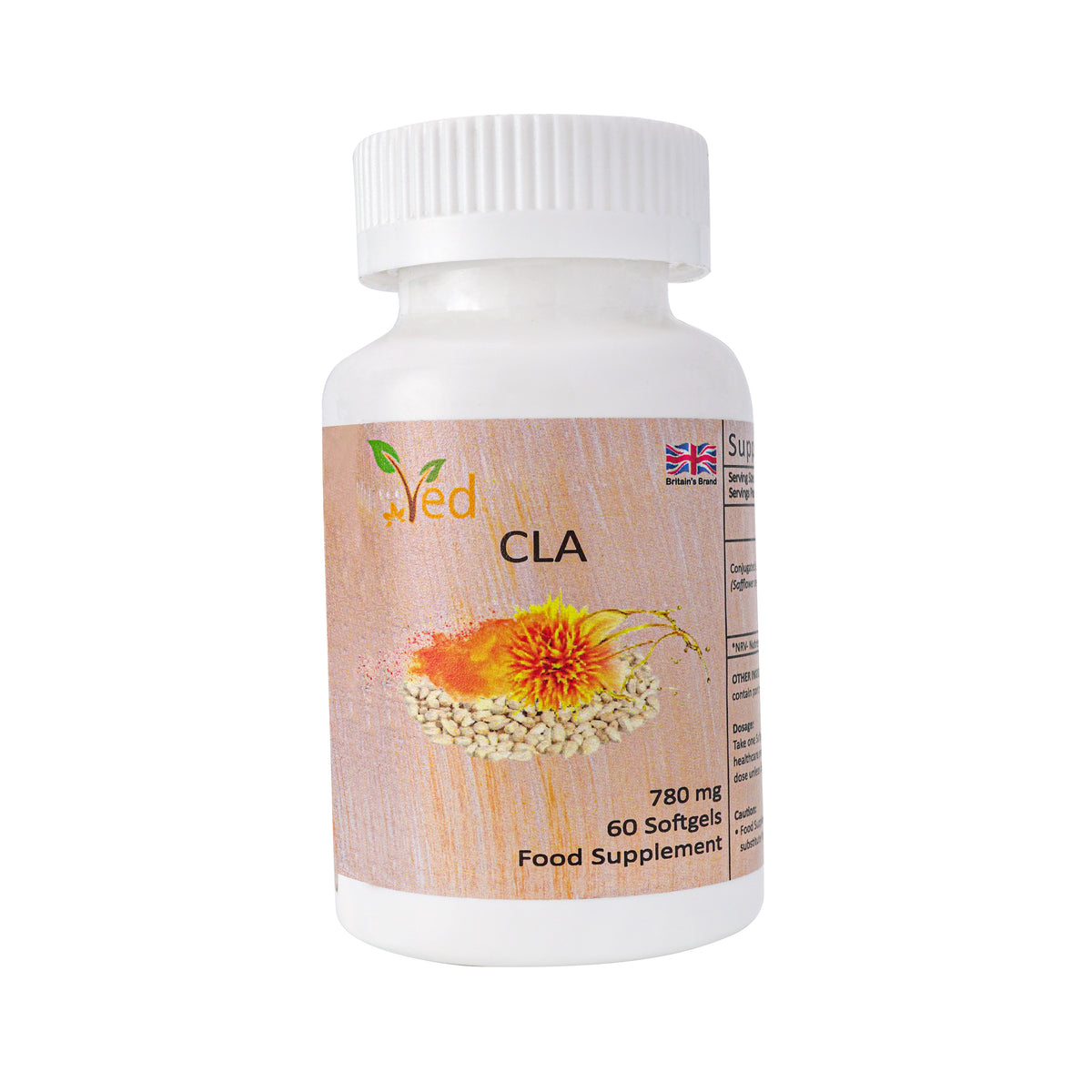 Ved CLA Conjugated Linoleic Acid, Weight Management Tablet, Natural 780 mg CLA from Safflower Oil, 60 Softgels (60 Day Supply)