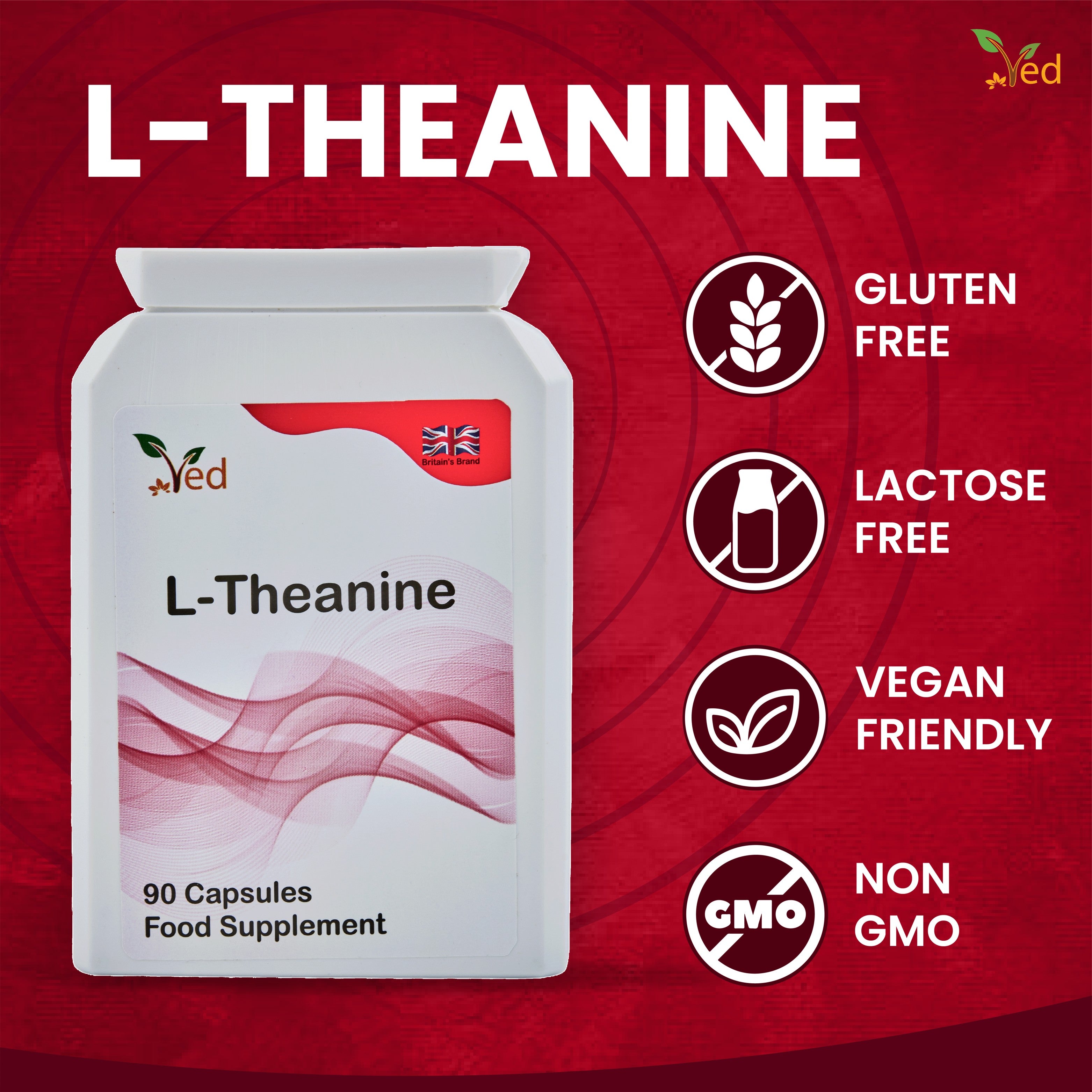 Ved L-Theanine Capsule, 90 Capsules(45 Days Supply)