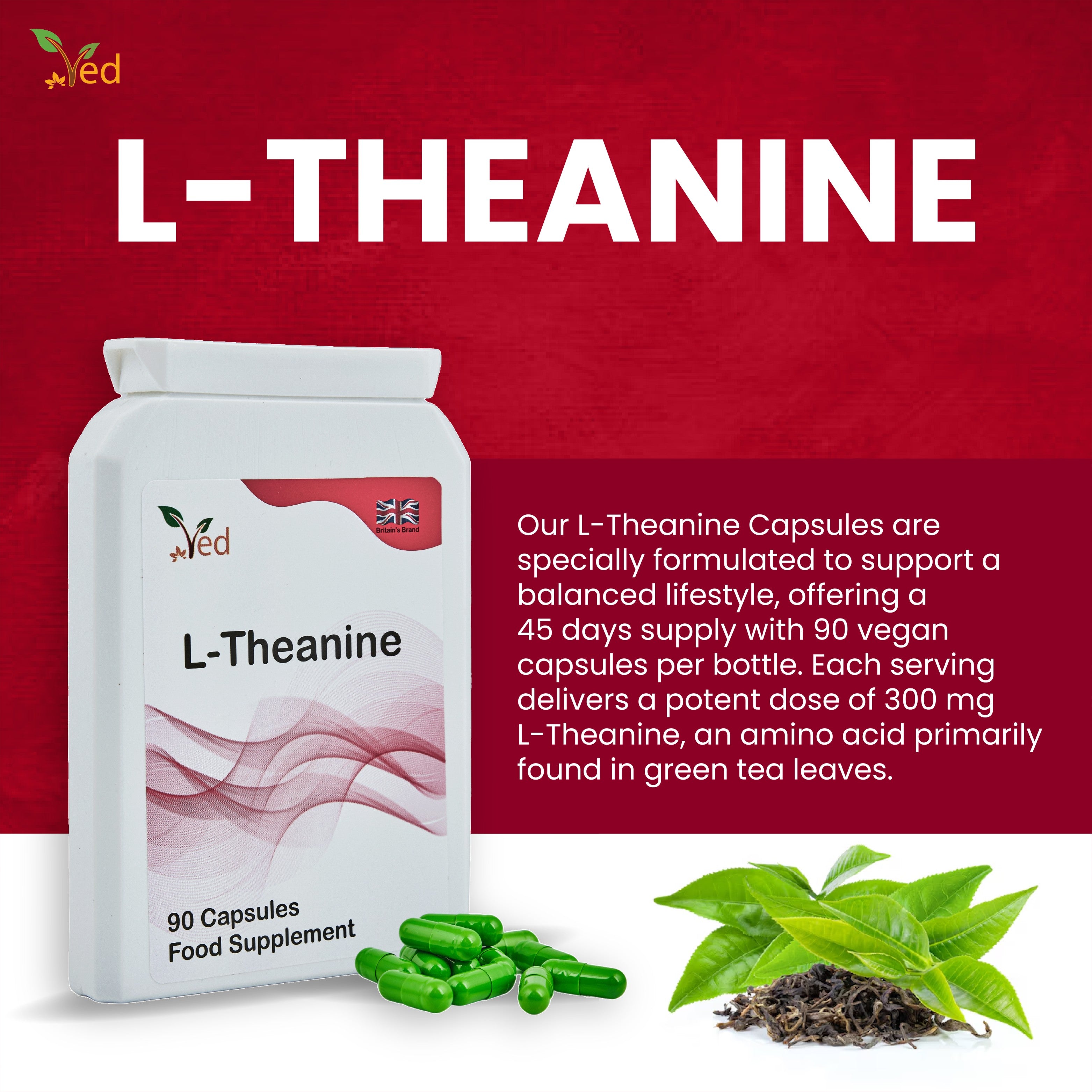 Ved L-Theanine Capsule, 90 Capsules(45 Days Supply)