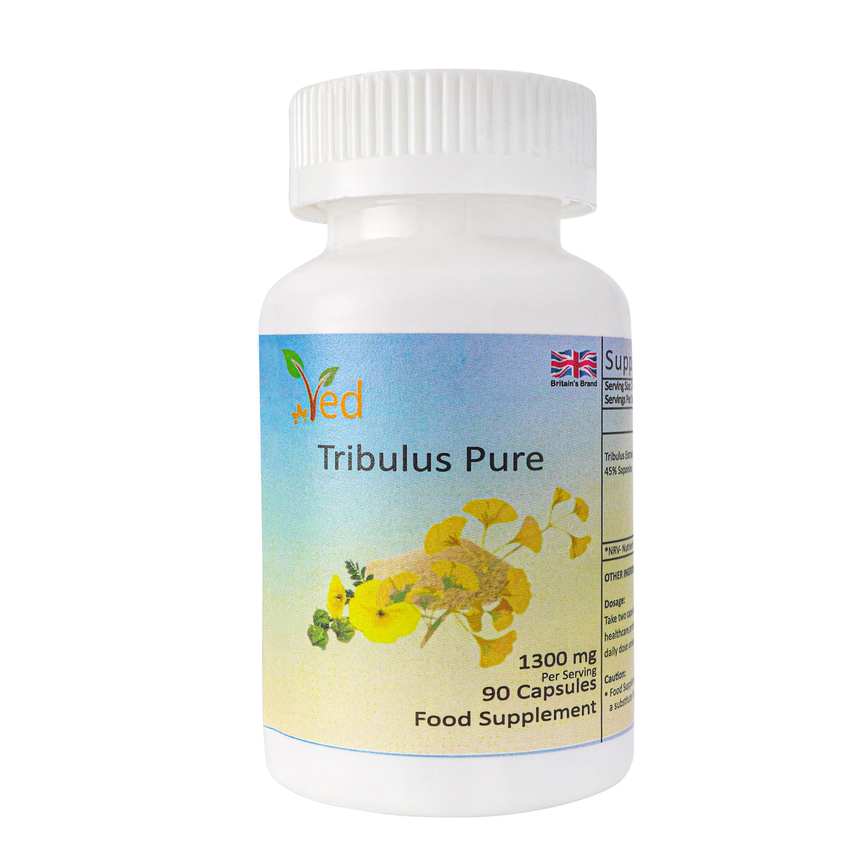 Ved Organic Tribulus, High Potency & Pure with 45% Saponins,1300 mg per Serving,90 Capsule (45 Days Supply).