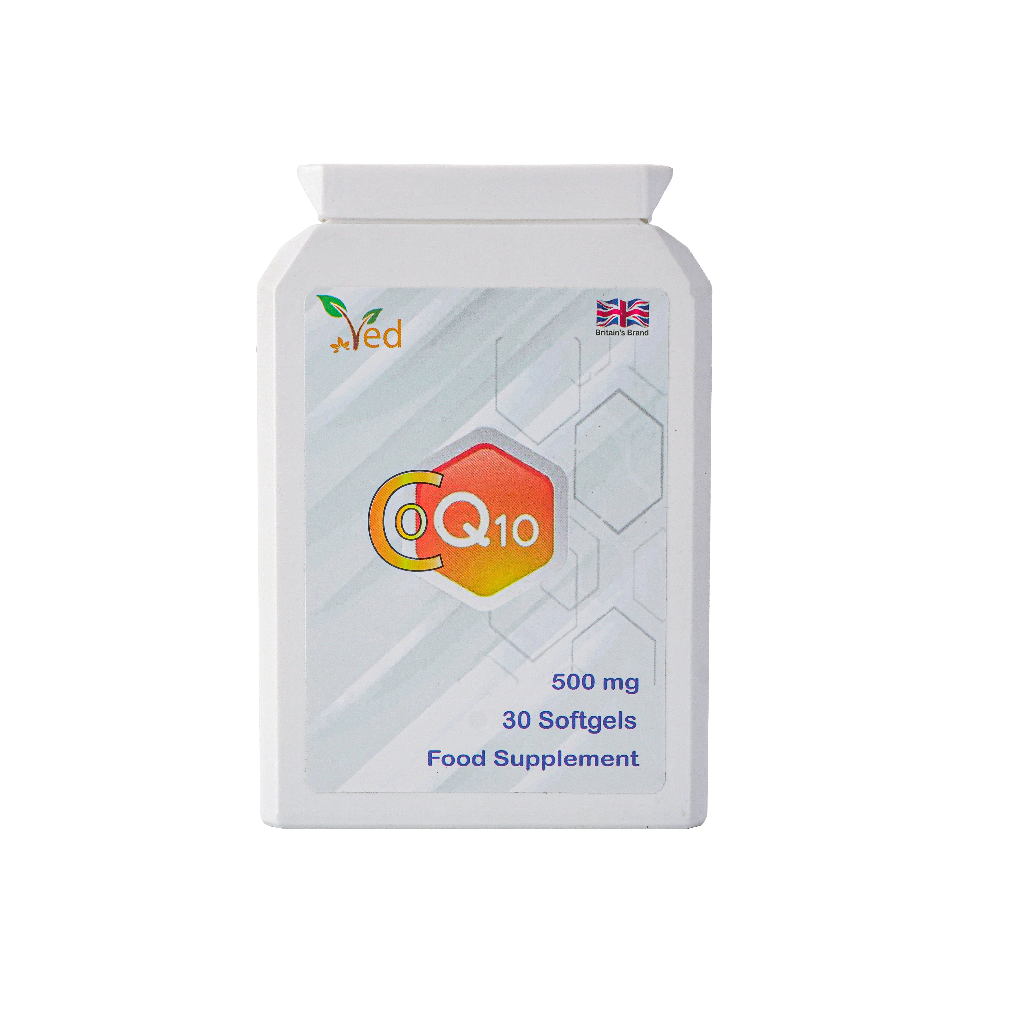 Ved's CoQ10 500mg | Co Enzyme Q10 | Highest Strength | Naturally Fermented Ubiquinone Coenzyme | Superior Natural Formula | 500mg 30 Softgels|1 Months Supply